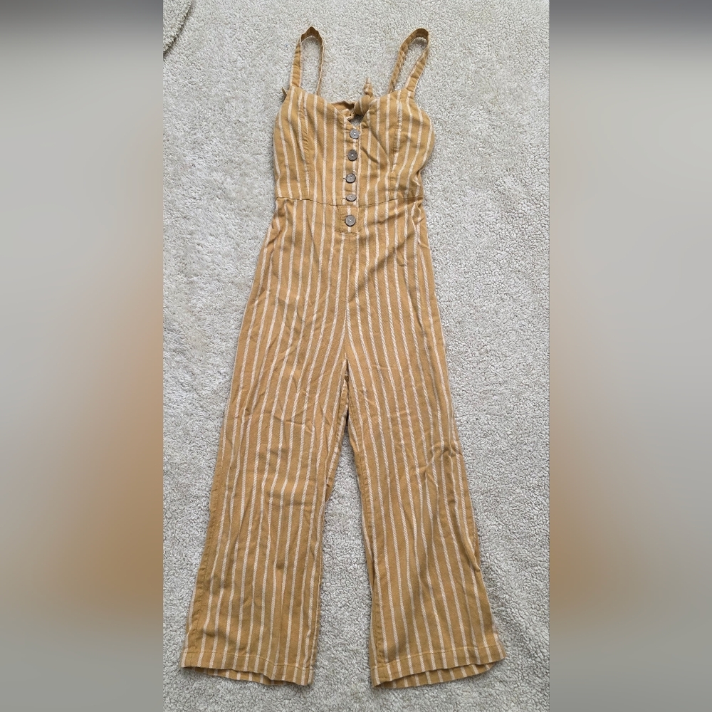 100% Cotton Cute Striped Jumpsuit With Tie Back, Small